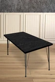 BAMBEDS MOBİLYA 60x120 Dekoratif Mutfak Masası, Yemek Masası, Çalışma Masası, Bilgisayar Masası Siyah Mermer - 2