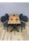 BAMBEDS MOBİLYA Masa Takımı, Yemek Masası, Mutfak Masası, Balkon Masası-60x120Çam 4 Sandalye Koyugri - 3