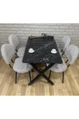BAMBEDS MOBİLYA Masa Takımı, Yemek Masası, Mutfak Masası, 70x110Siyah beyazdesen 4 Sandalye - 3