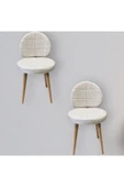 BAMBEDS MOBİLYA 2 Adet Poverty Wood Sandalye Krem Mutfak Salon Yemek Odası Sandalyesi Ahsap Ayak - 1