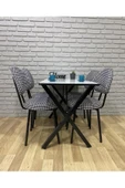 BAMBEDS MOBİLYA Masa Takımı, Yemek Masası, Mutfak Masası, Balkon Masası - 60x120 Beyaz 4 Arkalıklı Sandalye - 3