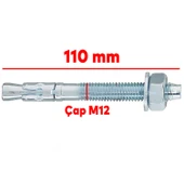 Klipsli Saplamalı Çelik Dübel M12x110 mm Raf Montaj Bağlantı Kanalları Tavan Beton Asma Aparat - 2