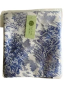 LOOM & LAUREL Jakarlı Dokuma Kumaş 160x160 Yuvarlak Masa Örtüsü Mavi Ağırlıklı thumbnail 7