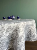 LOOM & LAUREL Jakarlı Dokuma Kumaş 160 X 160 Yuvarlak Masa Örtüsü Gri Ağırlıklı thumbnail 7