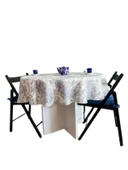 LOOM & LAUREL Jakarlı Dokuma Kumaş 160 X 160 Yuvarlak Masa Örtüsü Gri Ağırlıklı thumbnail 1