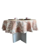 LOOM & LAUREL Jakarlı Dokuma Kumaş 160 X 160 Yuvarlak Masa Örtüsü Açık Kahverengi Ağırlıklı thumbnail 3