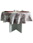 LOOM & LAUREL Jakarlı Dokuma Kumaş 160 X 160 Yuvarlak Masa Örtüsü Bordo Ağırlıklı thumbnail 9