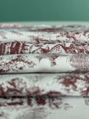 LOOM & LAUREL Jakarlı Dokuma Kumaş 160 X 160 Yuvarlak Masa Örtüsü Bordo Ağırlıklı thumbnail 3