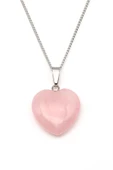 Pembe Kuvars Doğal Taş Kalp Model Kolye thumbnail 1