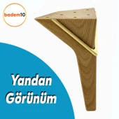 Empoli 16 cm Açık Ceviz Gold 4 Adet Lüks Mobilya Kanepe Koltuk Sehpa Tv Ünitesi Baza Ayağı Seti thumbnail 7