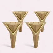 Empoli 16 cm Açık Ceviz Gold 4 Adet Lüks Mobilya Kanepe Koltuk Sehpa Tv Ünitesi Baza Ayağı Seti thumbnail 3