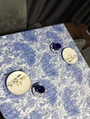 LOOM & LAUREL Jakarlı Dokuma Kumaş Masa Örtüsü Mavi Ağırlıklı thumbnail 1