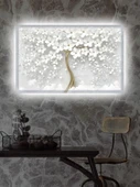 Led Işıklı 3d Dekoratif Gold Çiçek Tablo - 1