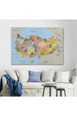 Kanvas Türkiye Haritası Komşulu Ülkeli Dekoratif 1067 - 2