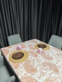 LOOM & LAUREL Jakarlı Dokuma Kumaş Masa Örtüsü Açık Kahverengi Ağırlıklı thumbnail 3