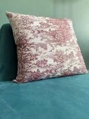 LOOM & LAUREL Jakarlı Dokuma Kumaş Kırlent 45x43 cm (İçi Dolu) Bordo Ağırlıklı thumbnail 4