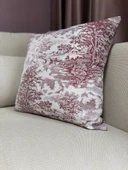 LOOM & LAUREL Jakarlı Dokuma Kumaş Kırlent 45x43 cm (İçi Dolu) Bordo Ağırlıklı thumbnail 6