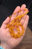 9/8 MM Hareli Renk Usta İşçilik Sıkma Kehribar Tesbih - 1
