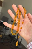 9/8 MM Usta İşçilik İpeksi Çekim Ateş Kehribar Tesbih - 2