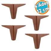 Mobilya Kanepe Sehpa Puf Koltuk Ayağı 12 cm Kahverengi Ahşap Desenli Baza Ayak 4 Adet thumbnail 1