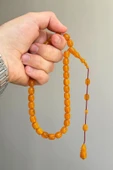 9/8 MM Usta İşçilik İpeksi Kullanım Sıkma Kehribar Tesbih - 3