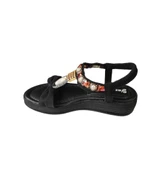 YAZKIŞ Kadın Siyah Ten Cilt Tek Bantlı Üzeri ve Bileği Taşlı 4cm Arkası Lastikli Kalın Taban Sandale thumbnail 17