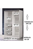 beenal Venüs Sürgülü Gardırop 135 Cm - Parlak Beyaz - 3