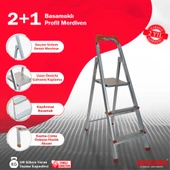 ASVERA 2+1 Basamaklı Profil Merdiven – Hafif, Kaymaz, Ev & İş Yeri Kullanımı İçin thumbnail 2