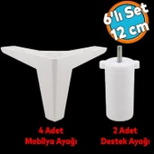 Mobilya Tv Ünitesi Çekyat Koltuk Kanepe Destek Baza Ayağı 12 Cm Beyaz Ayakları 6'lı Set thumbnail 1