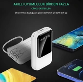 QASUL Kendinden Kablolu Taşınabilir Pratik 10000 MAH Powerbank Led Göstergeli Güç Deposu - 3
