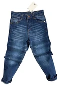 Erkek Çocuk Çift Cepli Likralı Gabardin Mavi Jean Pantolon thumbnail 1