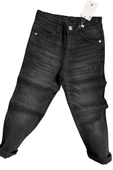 Erkek Çocuk Çift Cepli Likralı Gabardin Siyah Jean Pantolon - 5