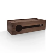 Woodsaka Reka Kablo Yönetim Kutusu ve Organizer & Güvenlik İstasyonu - Kayar Kapaklı - Ceviz - 32cm x 15cm x 11cm - 1