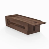 Woodsaka Reka Kablo Yönetim Kutusu ve Organizer & Güvenlik İstasyonu - Kayar Kapaklı - Ceviz - 32cm x 15cm x 11cm - 5