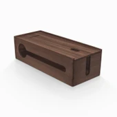 Woodsaka Reka Kablo Yönetim Kutusu ve Organizer & Güvenlik İstasyonu - Kayar Kapaklı - Ceviz - 32cm x 15cm x 11cm - 4