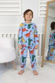 Dinozor Desenli Erkek Çocuk Pijama Takımı Yeşil 3-8 Yaş - 2