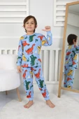 Dinozor Desenli Erkek Çocuk Pijama Takımı Yeşil 3-8 Yaş - 1
