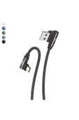 Linktech K592 Safe Micro USB 90 Derece Data/Şarj Kablosu 3A 1.5mt - 1