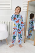 Dinozor Desenli Erkek Çocuk Pijama Takımı Yeşil 3-8 Yaş - 3