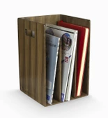 Woodsaka Reka Kitaplık ve Dergilik - Ceviz Ağacından - 25.2 x 25,2 x 33.1 cm - 1