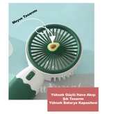 Sevimli  Şarjlı Mini Taşınabilir Fan  Soğutucu Masa Üstü Telefon Standlı Vantilatör - 2