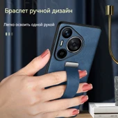 Huawei Pura70 Pro Kırmızı Deri Kılıf - Lens Korumalı ve Standlı - 3