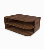 Woodsaka Reka İki Bölümlü Dosya Rafı & Kırtasiye Dolabı - Yatay ve Dikey Kullanım - Ceviz Ağacından - 26.8 cm x 20.8 cm x 14.2 cm - 4