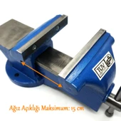 Metal Döküm Gövdeli Sabit Tablalı Mengene 150 mm Masaya Sabitlenebilir Sıkıştırma Mengenesi 11 Kg - 3