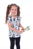 Summer Mickeyli Kız Çocuk T-shirt (BOYANABİLİR KALEMLERİ HEDİYE ! YIKAMA SONRASI LEKE BIRAKMAZ) - 5