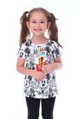Summer Mickeyli Kız Çocuk T-shirt (BOYANABİLİR KALEMLERİ HEDİYE ! YIKAMA SONRASI LEKE BIRAKMAZ) - 1