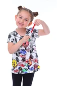 Summer Mickeyli Kız Çocuk T-shirt (BOYANABİLİR KALEMLERİ HEDİYE ! YIKAMA SONRASI LEKE BIRAKMAZ) - 4
