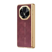 Honor Magic V3 Katlanır Elektro Kaplama Deri Kılıf - Kırmızı - 3