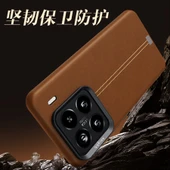 Xiaomi 14 Uyumlu Premium Deri Manyetik Kılıf - Gri - 6