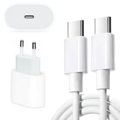 Apple Uyumlu 20W Şarj Adaptorü Type-C Başlık + Type C to Type C Kablo- Yüksek Kalite - 20W Power Adapter - 1